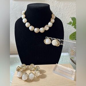 Elegant “Coro” Gold and White Lucite Mid-century Vintage Jewelry Set